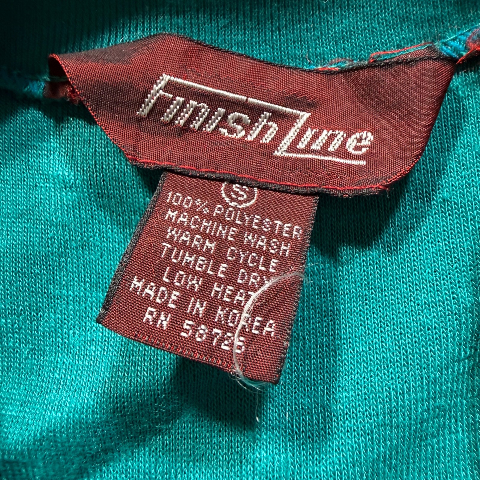 Vintage 80s Finish Line Velour Shirt Mens S Teal Green Striped V Neck — image 3 of 8
